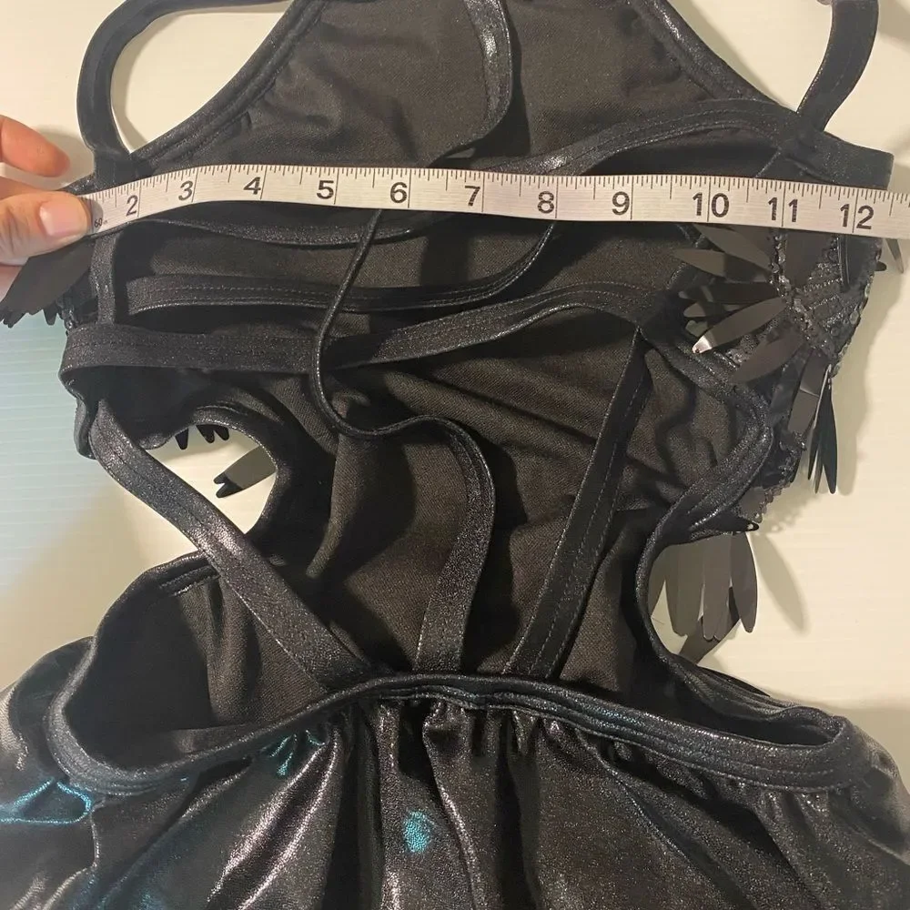WEISSMAN Elite Dance Costume black fringe glam Do It Like This 15259 LC child